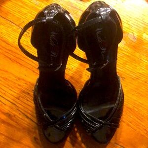 Wild Rosé Black Open Toe Heels